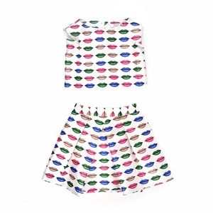 Milly Mini's White Lips Skirt Set Girls’ Size 4